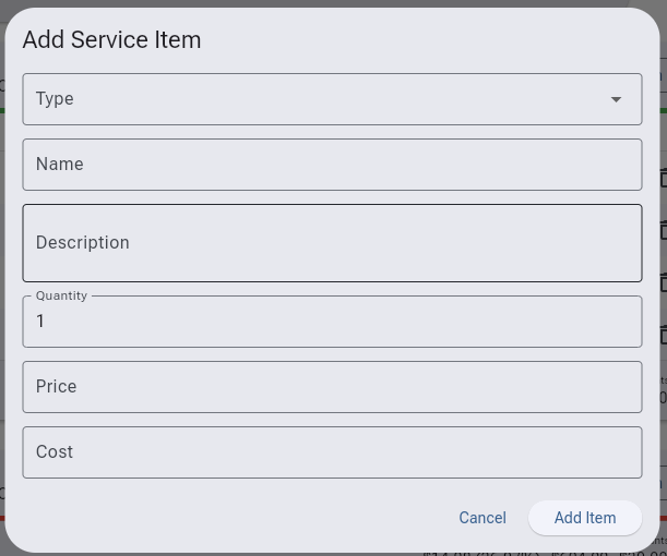 Add Service Item